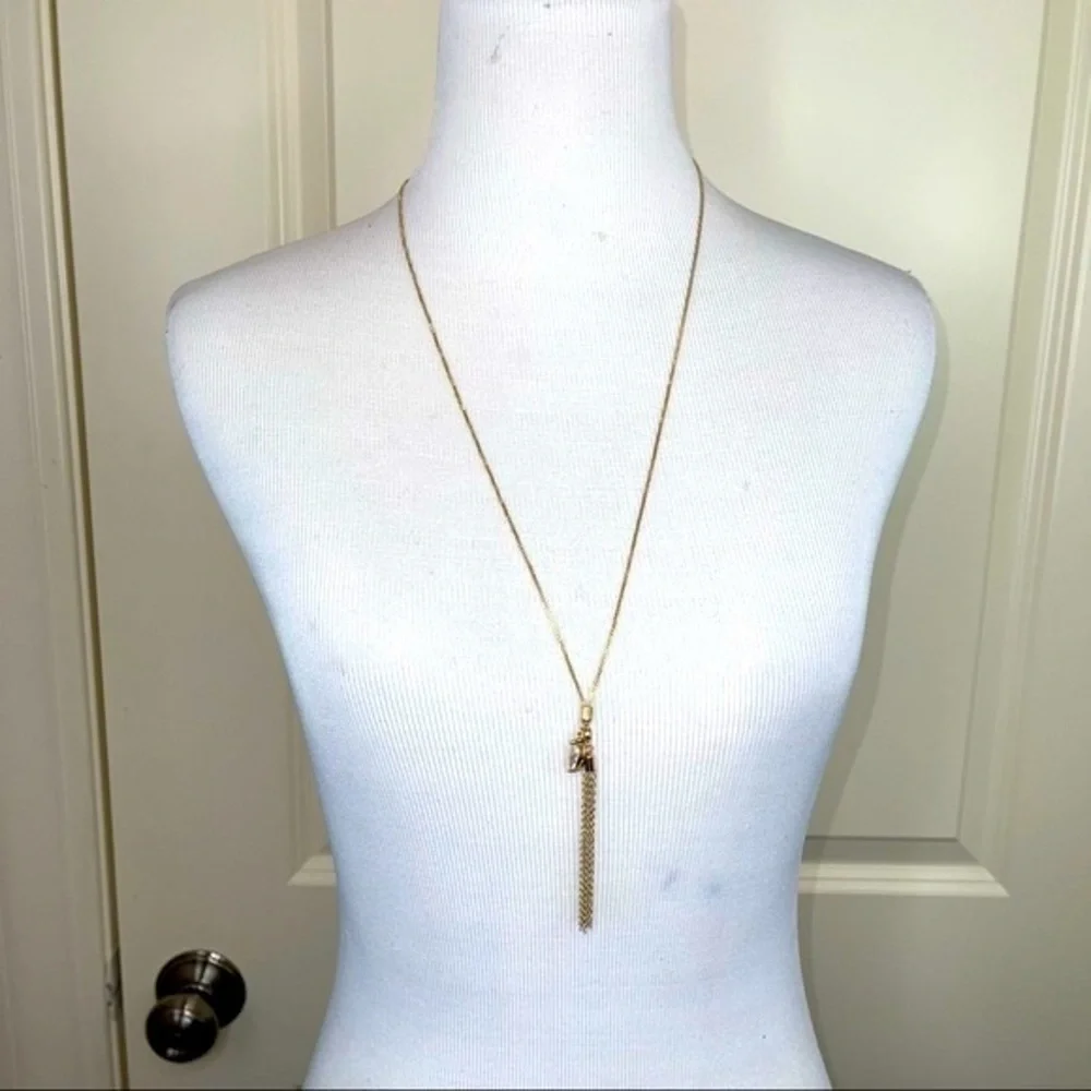 Ettika REVOLVE Gold Tone Tassel Necklace Crystal Charm